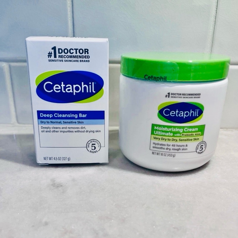 Cetaphil Moisturizing Cream for Very Dry, Sensitive Skin 16 oz &‎ cleansing bar